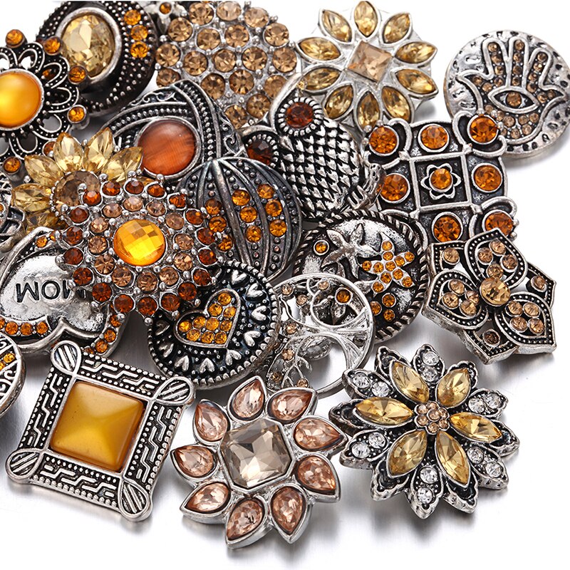 10pcs/lot 18mm Snap Jewelry Mix Many Styles 18mm Metal Snap buttons buttons Rhinestone Snaps Jewelry Bracelet: 8