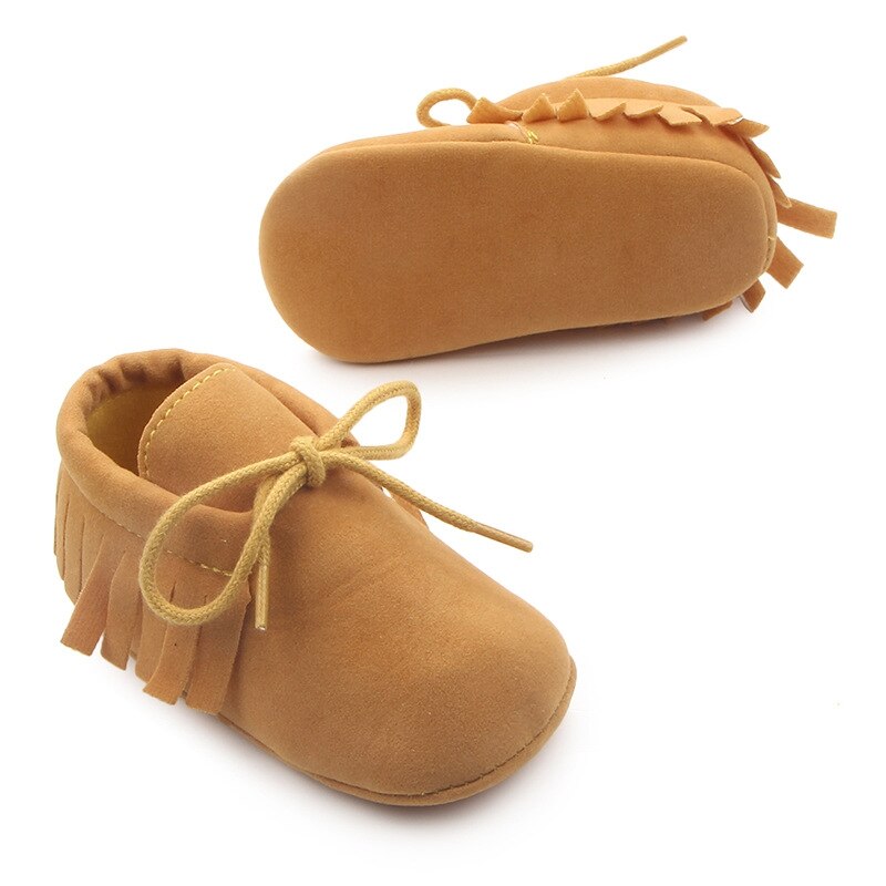 Baby Jongens Meisjes Mocassins Moccs Schoenen Babyschoenen Bebe Fringe Zachte Zolen antislip Footwear PU Leather Crib schoenen: Oranje / 0-6 months