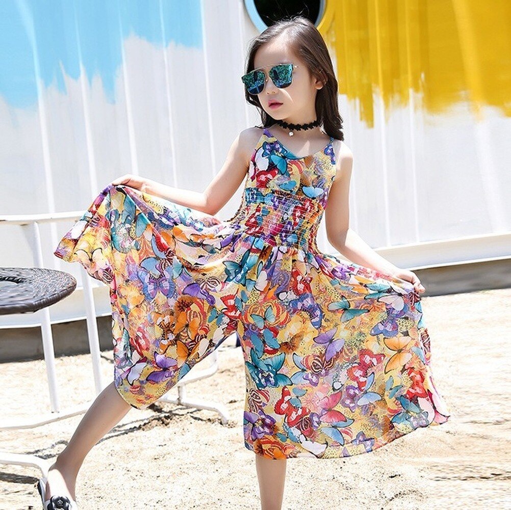 Summer Fashion Girls Cool pantaloni a gamba larga abito monopezzo 2021 nuovi gilet da spiaggia per bambini gonna nuovi vestiti stampati per bambini