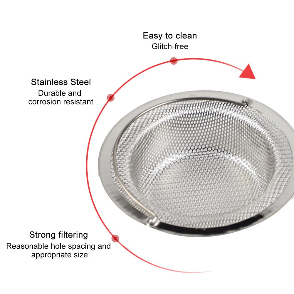 2pcs Sink Strainer Wash Basin With Handle Fast Flow Food Catcher Stainless Steel Home Filter Kitchen Anti Blocking Large Basket