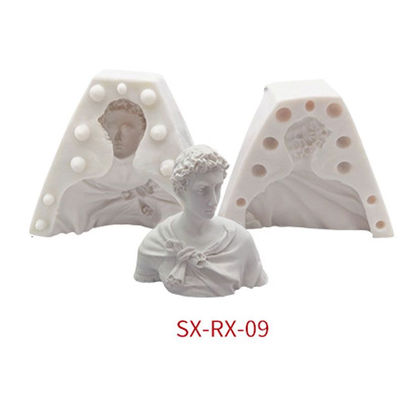 Gran figura de artista cabeza yeso molde de silicona Molde de resina fundición arte secado en molde flor resina decorativa DIY artesanía: 09