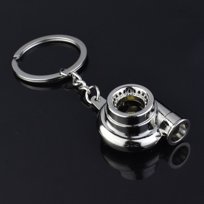 Mini Turbo Turbo Sleutelhanger Spinning Turbine Sleutelhanger Ring Sleutelhanger Sleutelhanger Auto Sleutelhanger Auto Inbouwen Metalen Hanger Sleutelhanger: Zilver