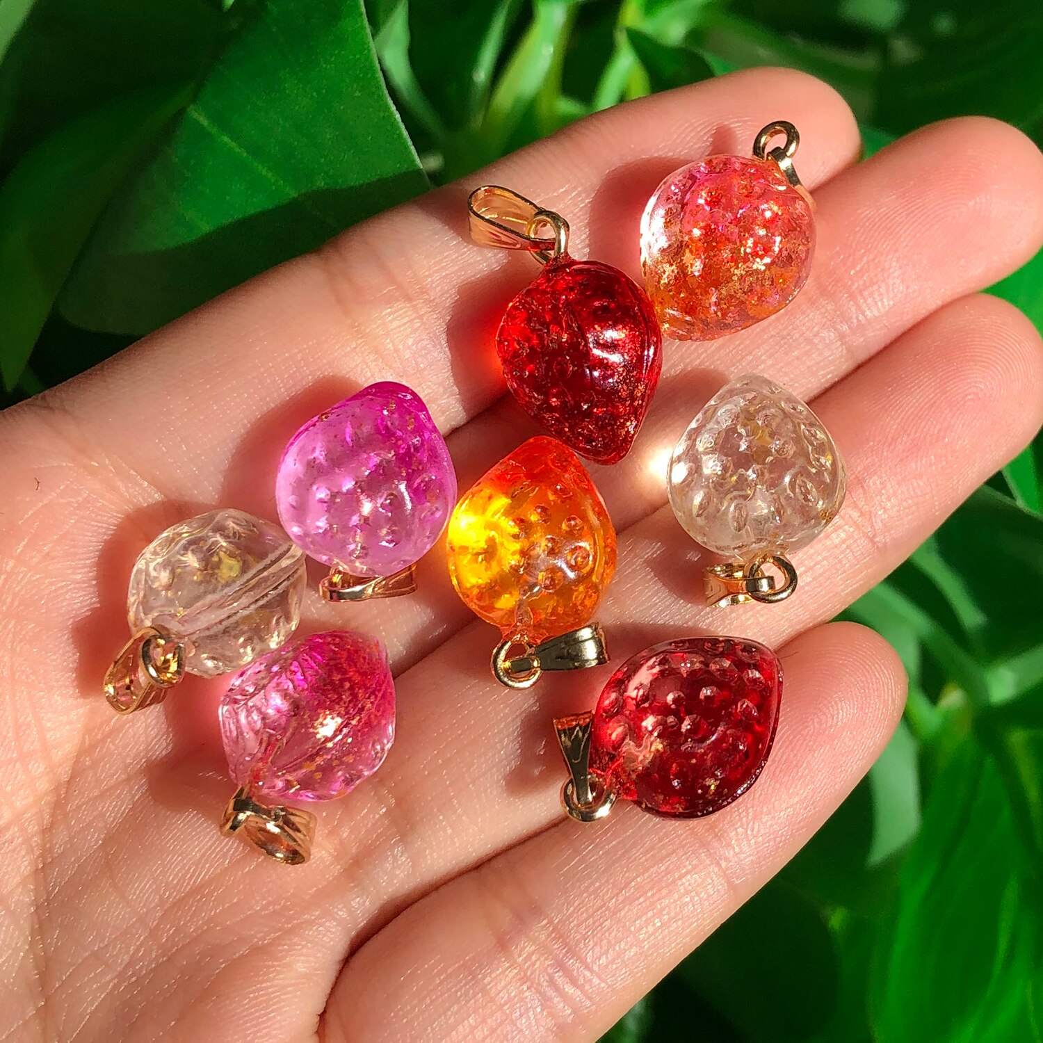 10Pcs Kleurrijke Tsjechische Lampwork Aardbei Hangers Fruit Glas Bedels Hanger Voor Ketting Sieraden Maken Diy Handgemaakte