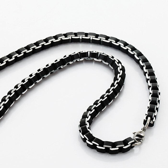 Collare Men Chain Necklace Hip Hop Box Link Chain 6mm Width 316L Stainless Steel Black Men Jewelry N511