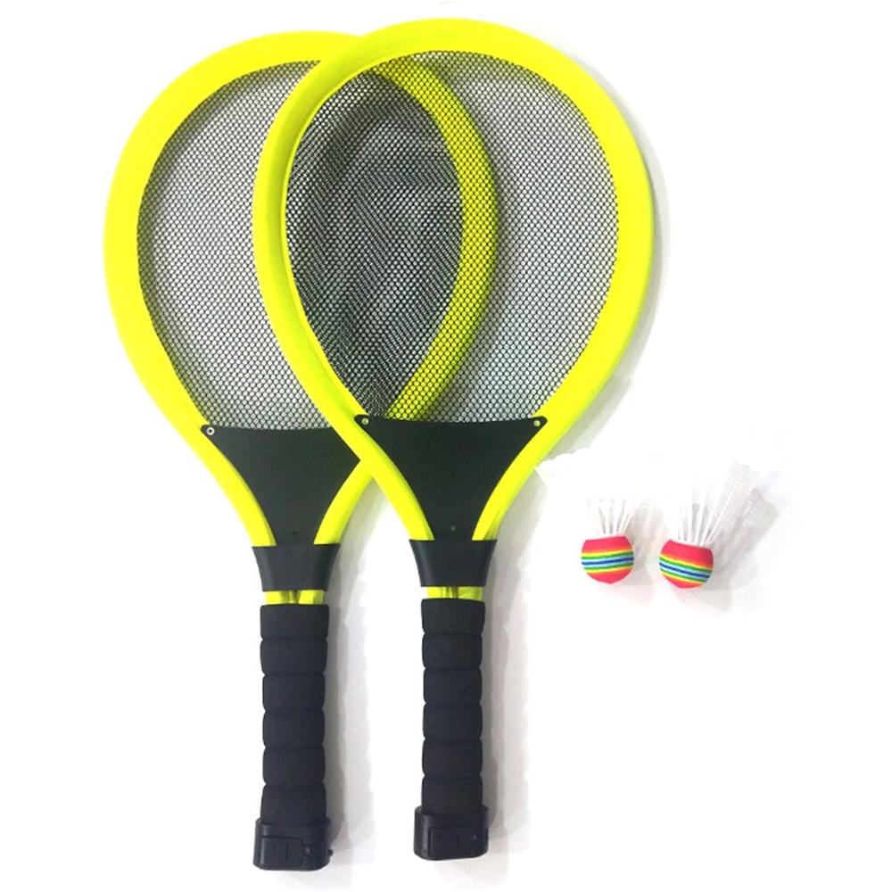 Lichtgevende Badminton Racket Set Nachtlampje Badmiton Bal Met Racket Kit Licht Voor Kids Kinderen Houden Begginers Familie: yellow