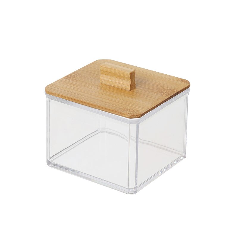 Acrílico redondo Qtip contenedor recipientes para especias tazón de algodón de maquillaje organizador para almohadilla de la joyería caja de almacenamiento de titular de caramelo tarros con tapa: 1