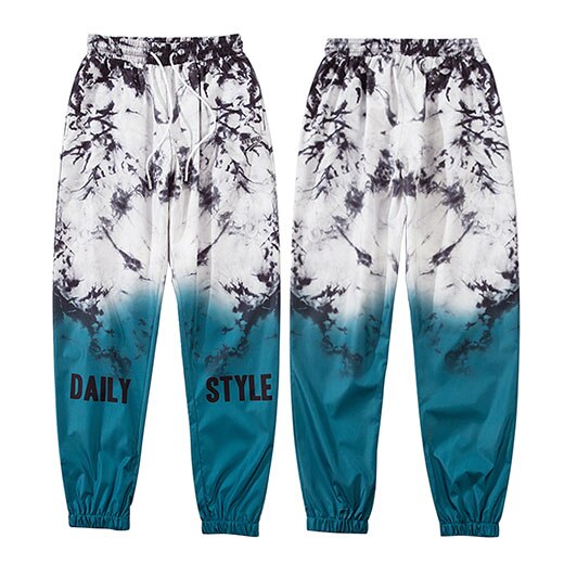 Hip hop joggerbukser mænd gradient farve streetwear harajuku print joggingbukser forår sommer tynde bløde haremsbukser herre: M / Grøn
