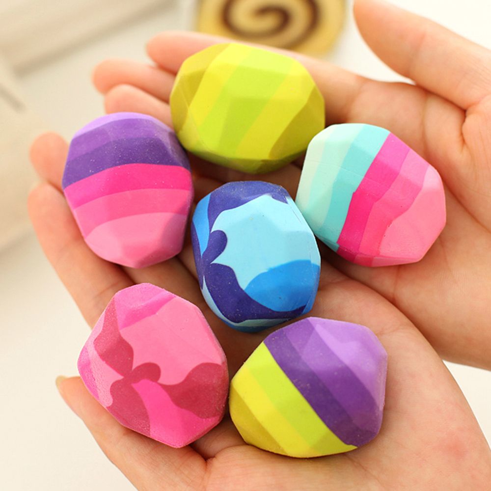 Kawaii colorido forma de piedra borrador gansos en goma suave borradores forma Irregular roca gran pluma borrador estudiante papelería suministros