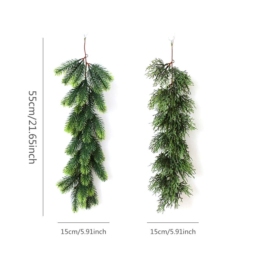 55CM Artificial ratán Pino Navidad simulación corona guirnalda verde Año DIY Navidad guirnalda decoraciones