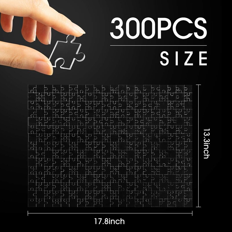 300 stk klart puslespil umuligt krystaltomt akryl gennemsigtigt puslespil til voksne voksne