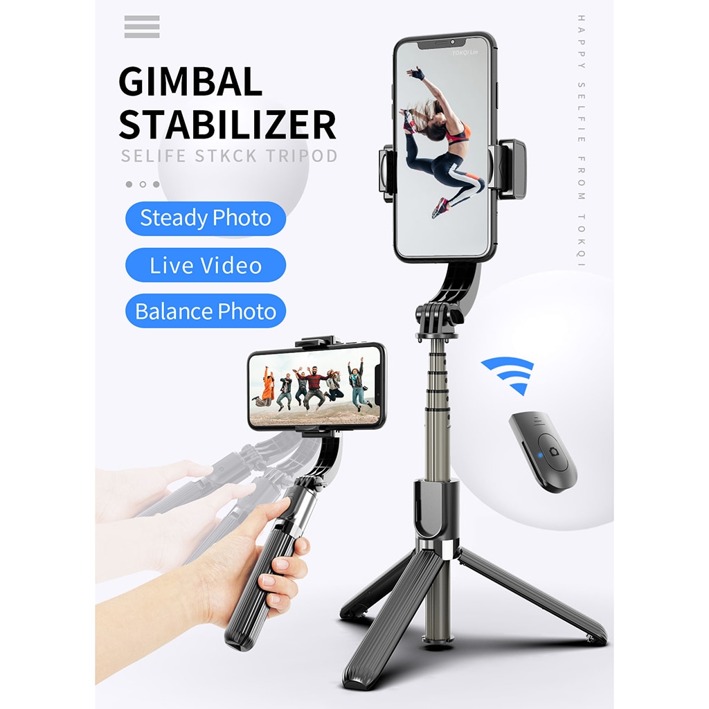 Håndholdt gimbal stabilisator anti-shake bluetooth selfie stick holder justerbar stativ smart telefonholder til ios android штатив