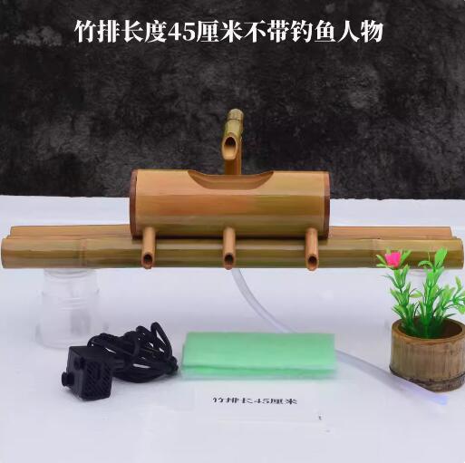 Décoration Feng Shui en bambou pour Aquarium, recyclage de l'eau, fontaine d'eau en Tube, filtre de creux en pierre, mobilier de bureau: L / vert militaire