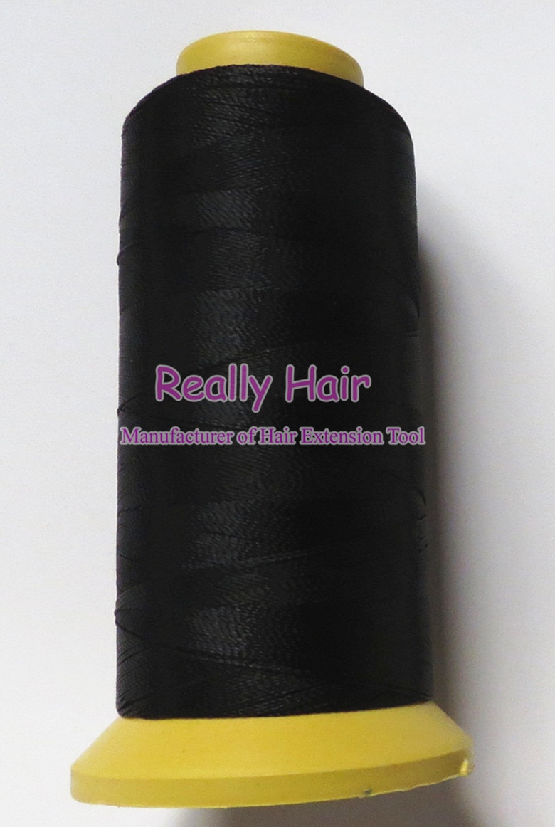 12 stks zwarte kleur draad van weven/hoge intensiteit polyester nylon draad/hair extension gereedschap