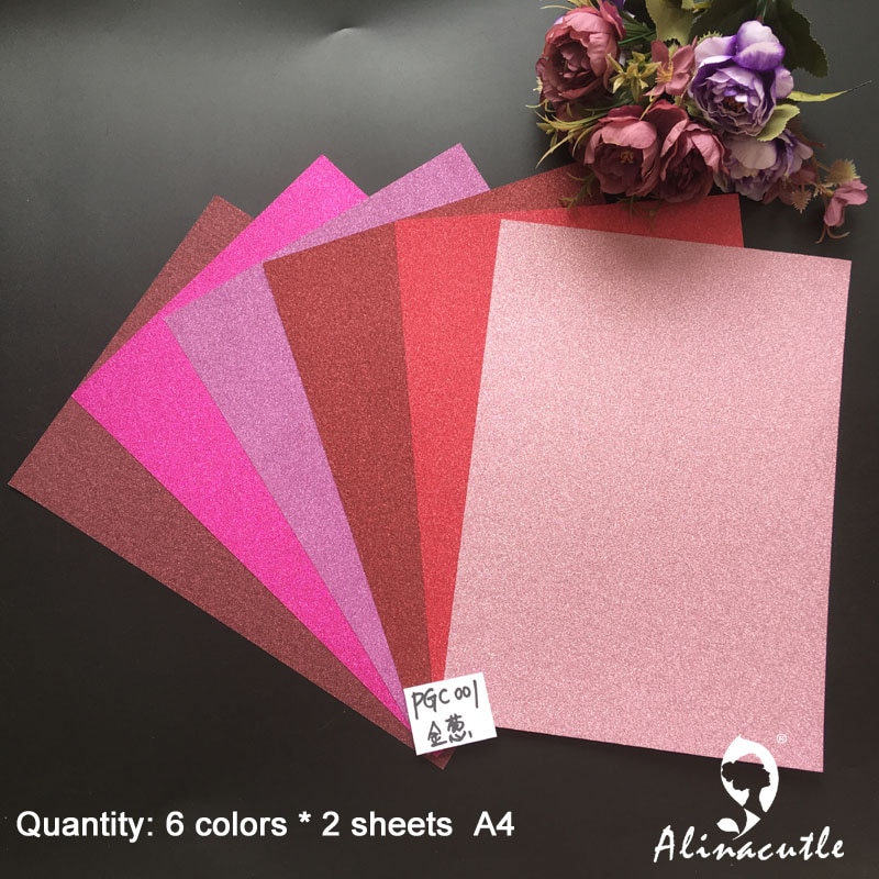 12pc 6 farger  x 2 ark kartong papir kartong fargenyanser glitter  a4 250 gsm papir gjør-det-selv scrapbooking papirpakke håndverkskort