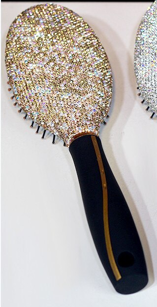 mango de madera espejo de maquillaje Meridiano de masaje Airbag peine portátil compacto mano de espejo para mujeres de viaje: Champagne Comb