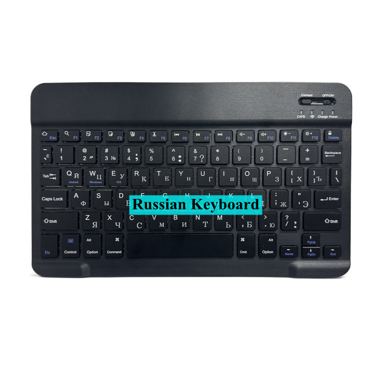 Para Ipad Tablet Azerty teclado tailandés con árabe francés ruso español Bluetooth teclado inalámbrico ratón Android Universal 10": Azul