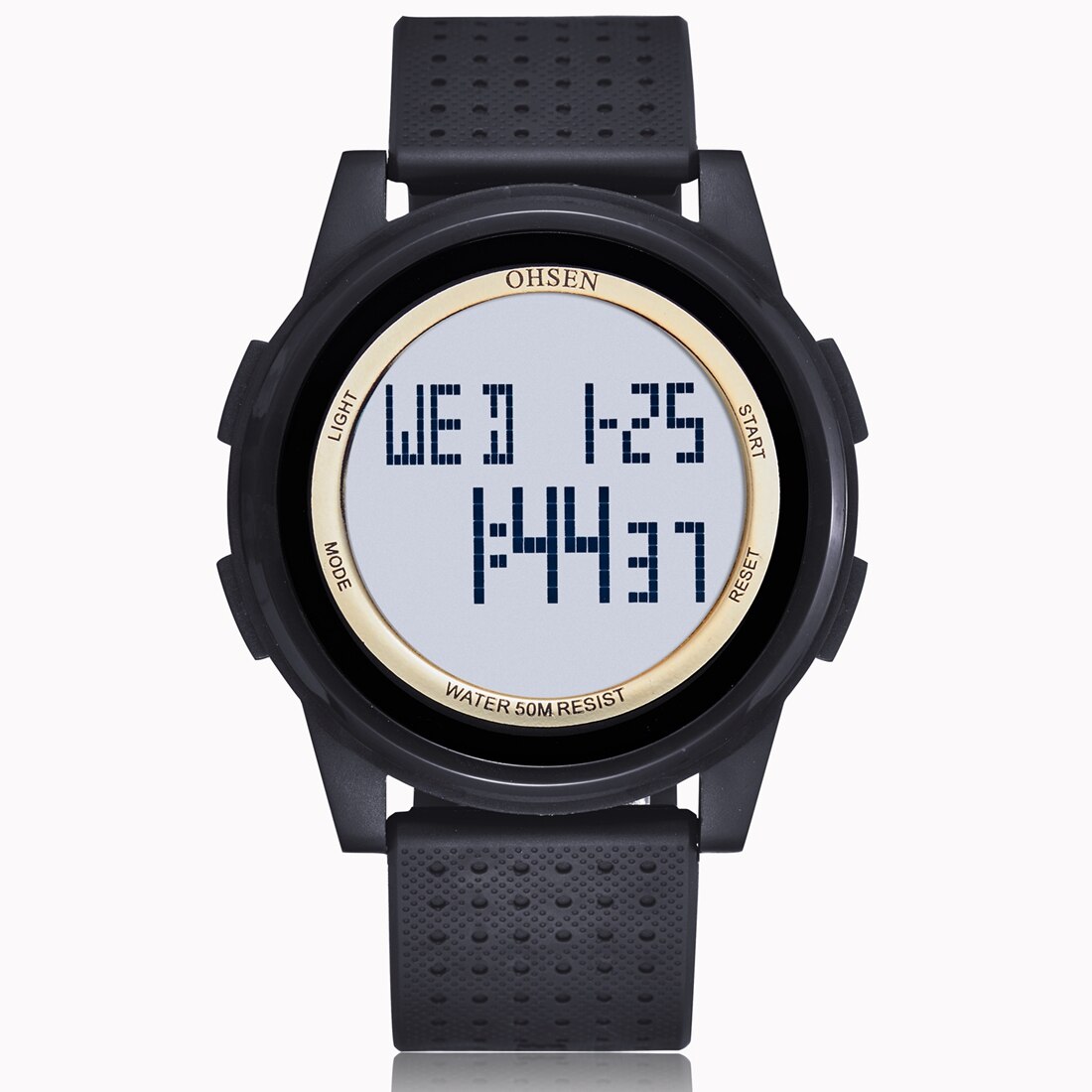 OHSEN Digitale Frauen Sport Uhren Wasserdichte Gelbe LED freundlicher Uhr Multi funktion Junge Mädchen Armbanduhr montre femme: Gold Armbanduhr