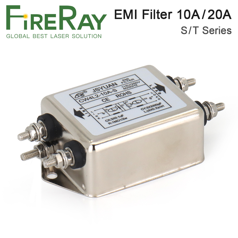 Fireray Emi Filter CW4L2-10A-T/S CW4L2-20A-T/S Eenfase Ac 115V / 250V 20A 50/60Hz