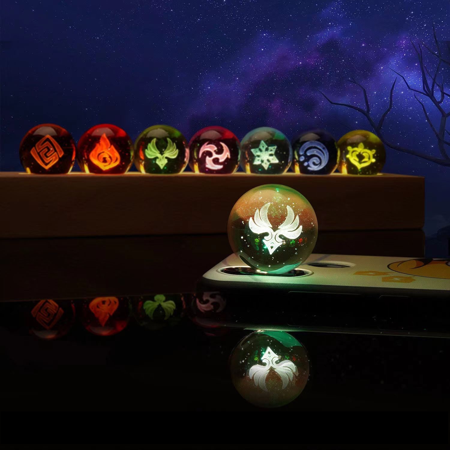 Anime Game Peripheral God's Eye 3D Stereoscopic Luminous Crystal Ball Desktop Ornaments Cartoon Secondary Yuan: WHITE