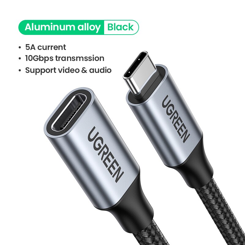 UGREEN USB-C Verlängerungskabel 1m – 10 Gbps, 100W PD Schnellladen, 4K 60Hz Video – Kompatibel Mit MacBook, IPad, Galaxy & Mehr