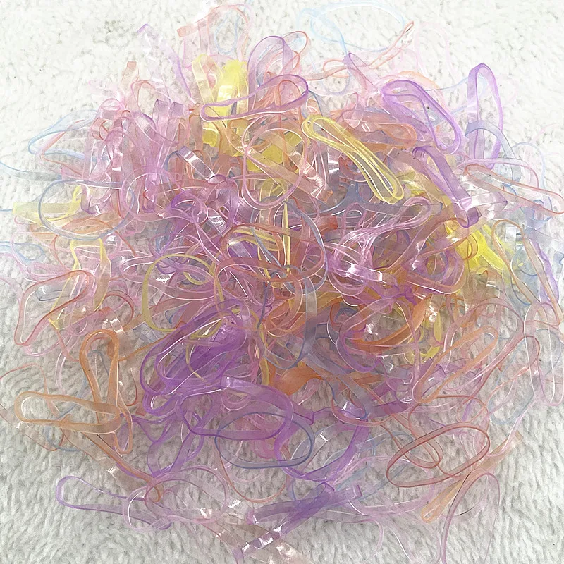 200pcs--1000pcs Colourful Rubber Ring Disposable Elastic Hair Bands Ponytail Holder Rubber Band Scrunchies Kids Hair Accessories: PEACOCK BLUE / 15mm