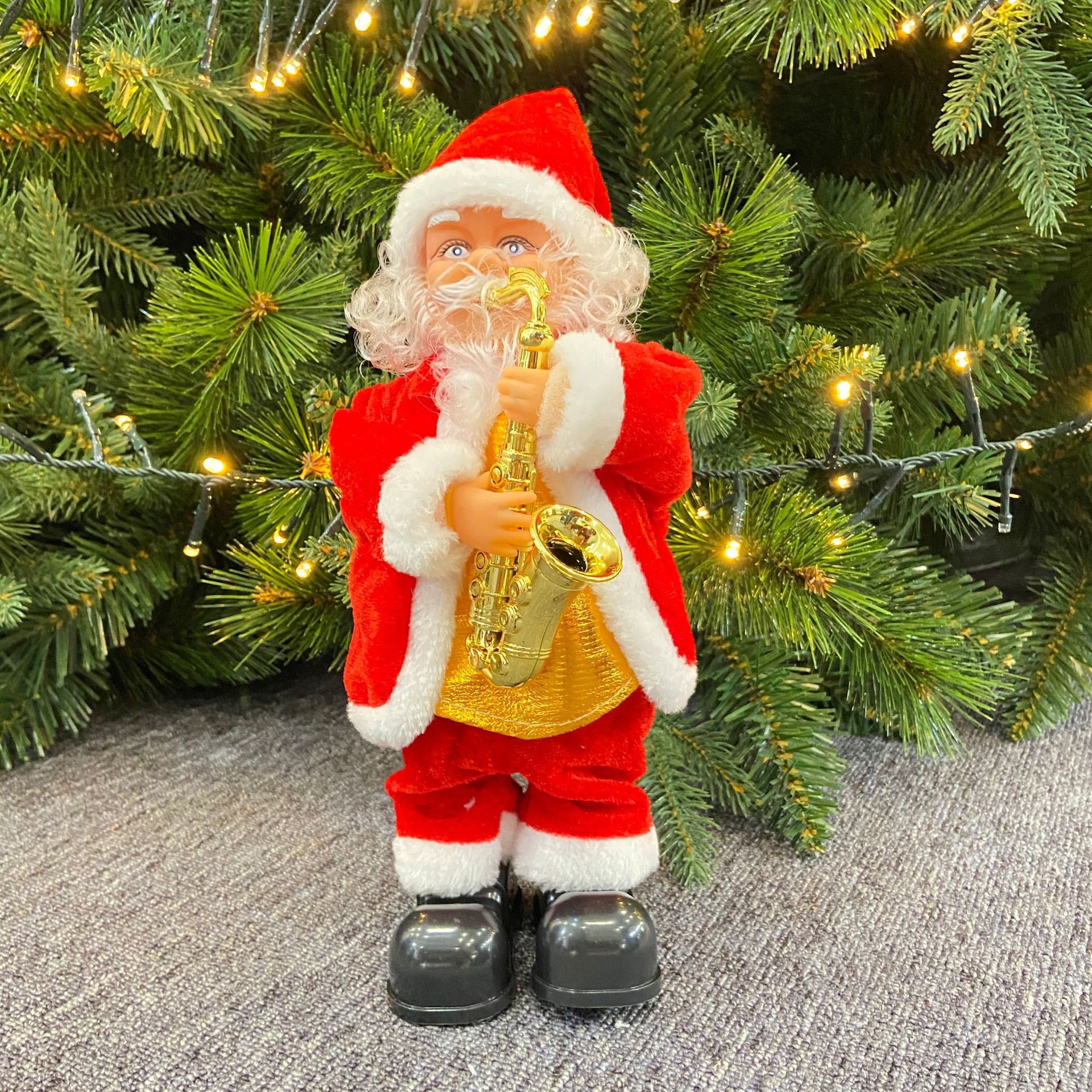Weihnachten Baum Dekoration Santa Claus Elektrische Leiter Klettern Spielzeug Elch Musik Spielzeug Für freundlicher Party Weihnachten Frohes Neues Jahr: Saxophon