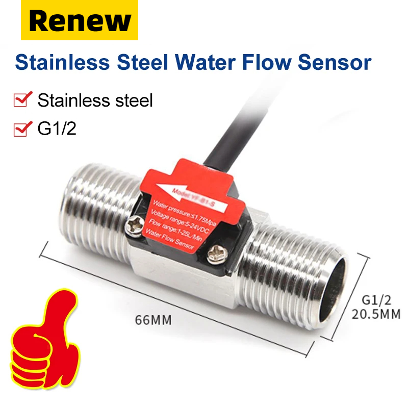 304 Stainless Steel Water Flow Sensor Dn40 Dn50 Water Flow Detection 1.5 Inch G2 Inch Hall Turbine Flowmeter: White