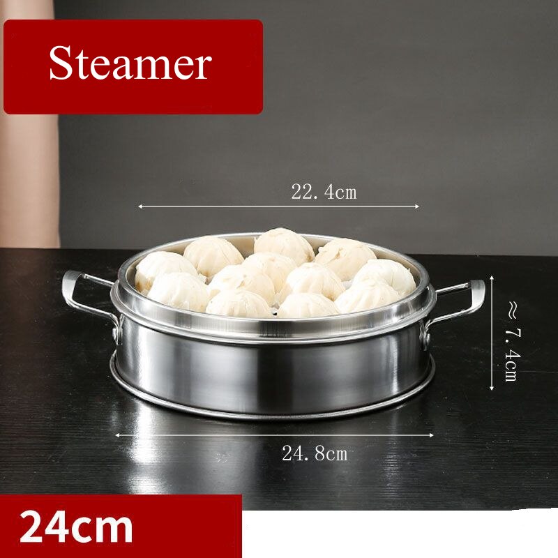 Stainless Steel Food Steamed Instant Pot Steamer Rack Cooker with Cover Food Steaming Tray Grid Double Ear Kitchen Cooking Tool: 24cm