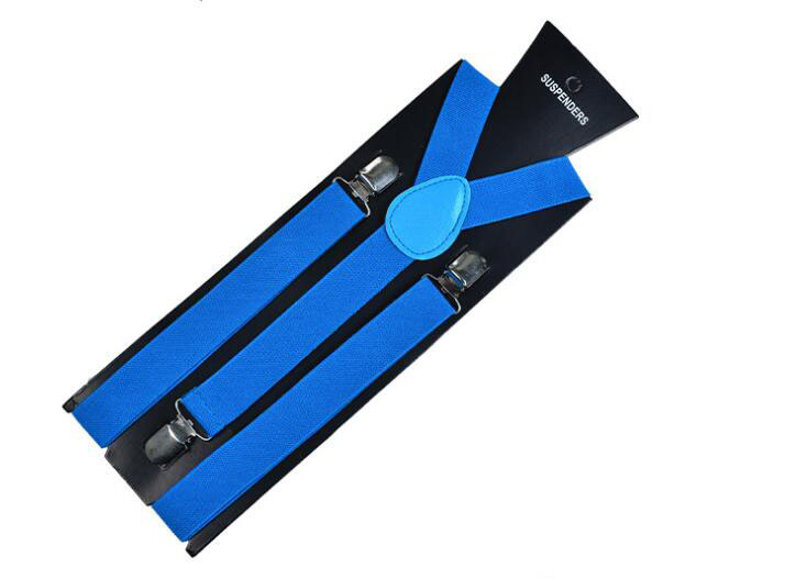 20 couleur élastique en cuir bretelles hommes 3 Clips bretelles Vintage hommes femmes jarretelle pour pantalon de mariage bretelles pour jupe: Dark blue