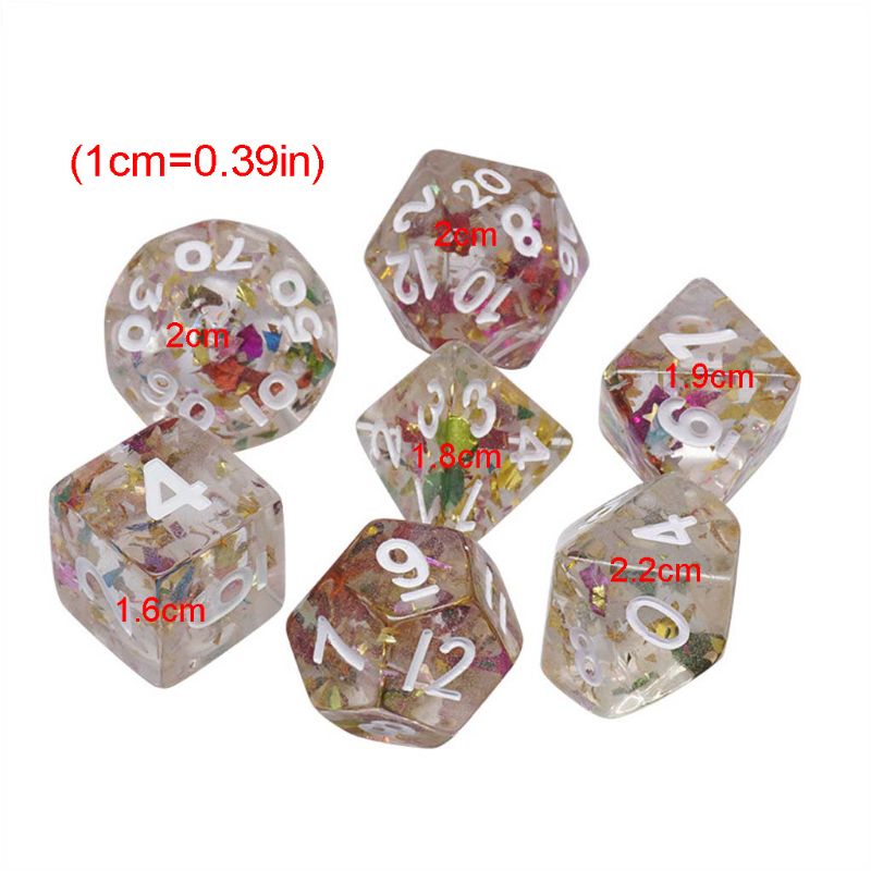 7pcs Transparent Multicolored Polyhedral Dice Set TRPG DND Table Game Dice Children Adults Board Games Accessories Parts