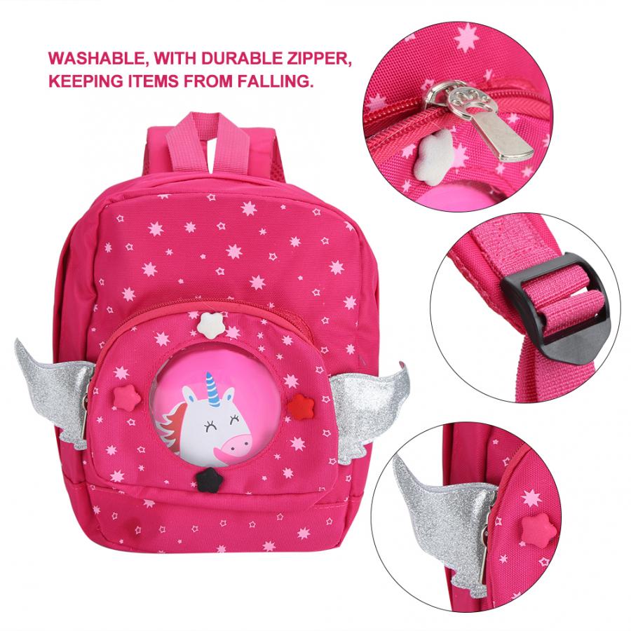 Rosa Roja mochila infantil bonita mochila de tela Oxford bolso de hombro al aire libre mochila antipérdida para niños