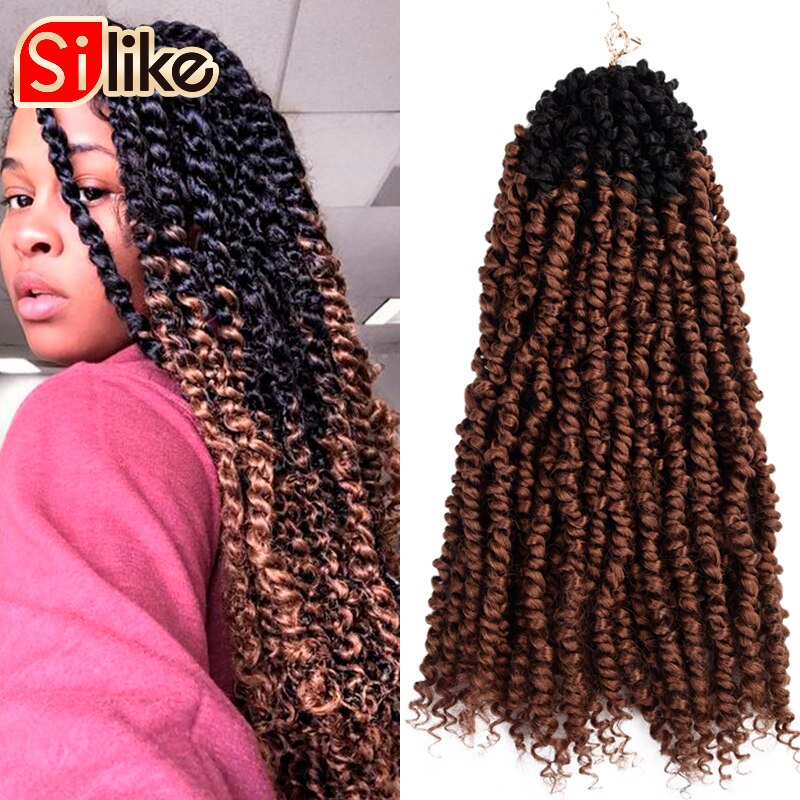 Silike Passion Twist 18 inch Fluffy Pre-Twist Black Pre Stretched Ombre Braiding Hair Synthetic Crochet Braids Hair Extension: OT30 / 6Pcs/Lot