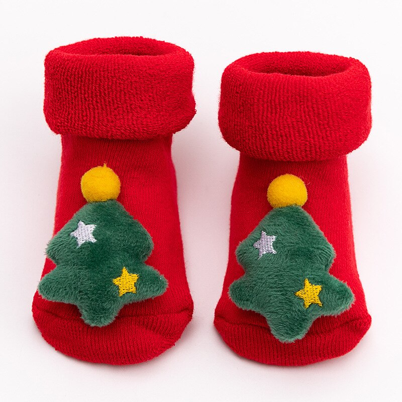 Kids Kinderen Sokken Voor Meisjes Jongens Thicken Print Katoen Peuters Baby Kerst Sokken Voor Pasgeborenen Baby Korte Sokken Kleding: Christmas tree