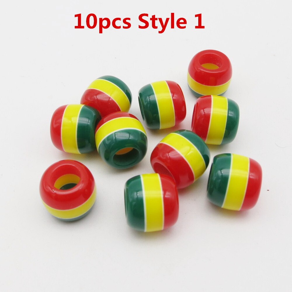 10pcs-30pcs Crochet kids women Braids multi coloured Hair braid Dreadlock Beads rings tube approx 6mm hole for girls Accessories: 10pcs Style 1