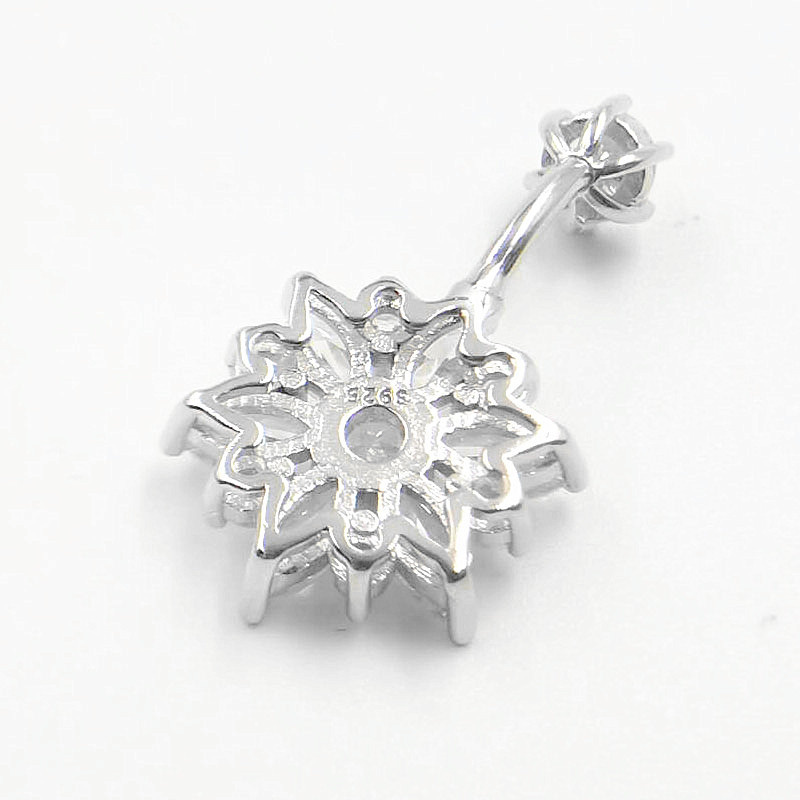 Hellolook bauchnabelpiercing mit chrysanthemen und zirkonia für damen , 925 stück, sterlingsilber, sexy körperschmuck