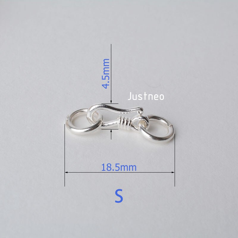 Sterling Silver S Hook & Eye Fish Clasp with Closed Jump Ring, for Necklace / Bracelet Jewelry diy Components