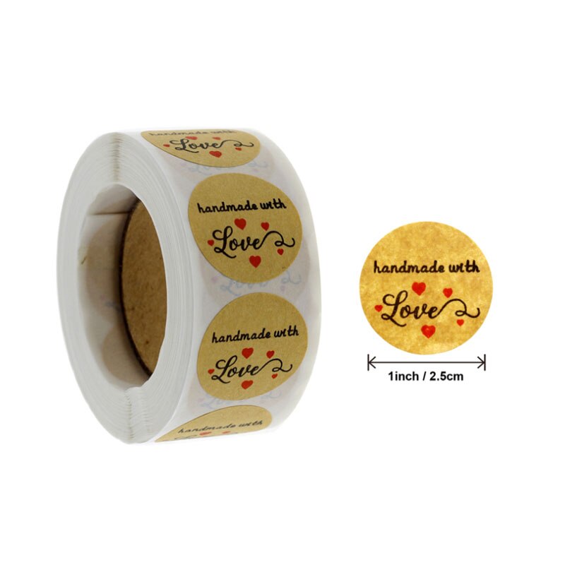 500Pcs 1 inch Roll sealing stickers round cowhide blank sticker label Kraft paper DIY Paper bag packaging 25*25mm: B-08