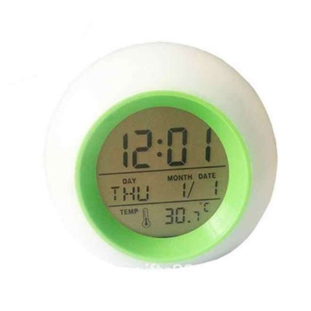 Kinderen Nachtkastje Sfeer Klok Digitale Wekker Decoratie Klok Tafel Klok Led Klok Met Thermometer: White green