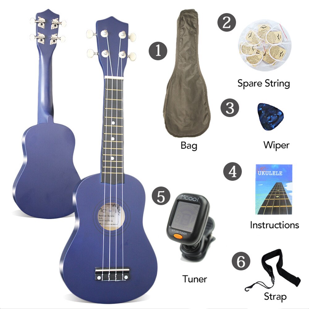 21" Soprano Ukulele Rosewood Acoustic Nylon 4 Strings Ukulele Bass Guitar Musical Instrument for beginners or Basic Players: Dark blue