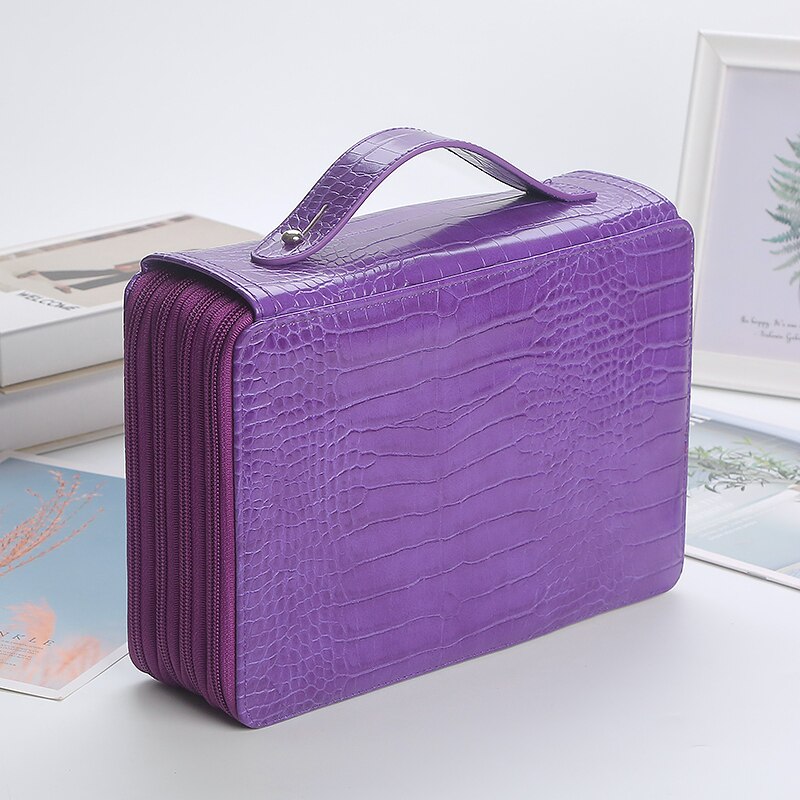 200 Slot Etui School Penal Voor Meisje Jongen Pencilcase Grote Capaciteit Pen Box Briefpapier Tas Kit Grote Pencilfolder Pouch gaten: Purple