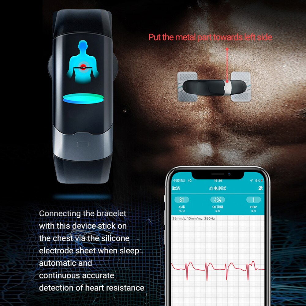 AVATTO ECG PPG HRV Smart Bracelet IP68 Waterproof Blood Pressure Oxygen Heart Rate Monitor Sport Tracker Men Women Wrist Band