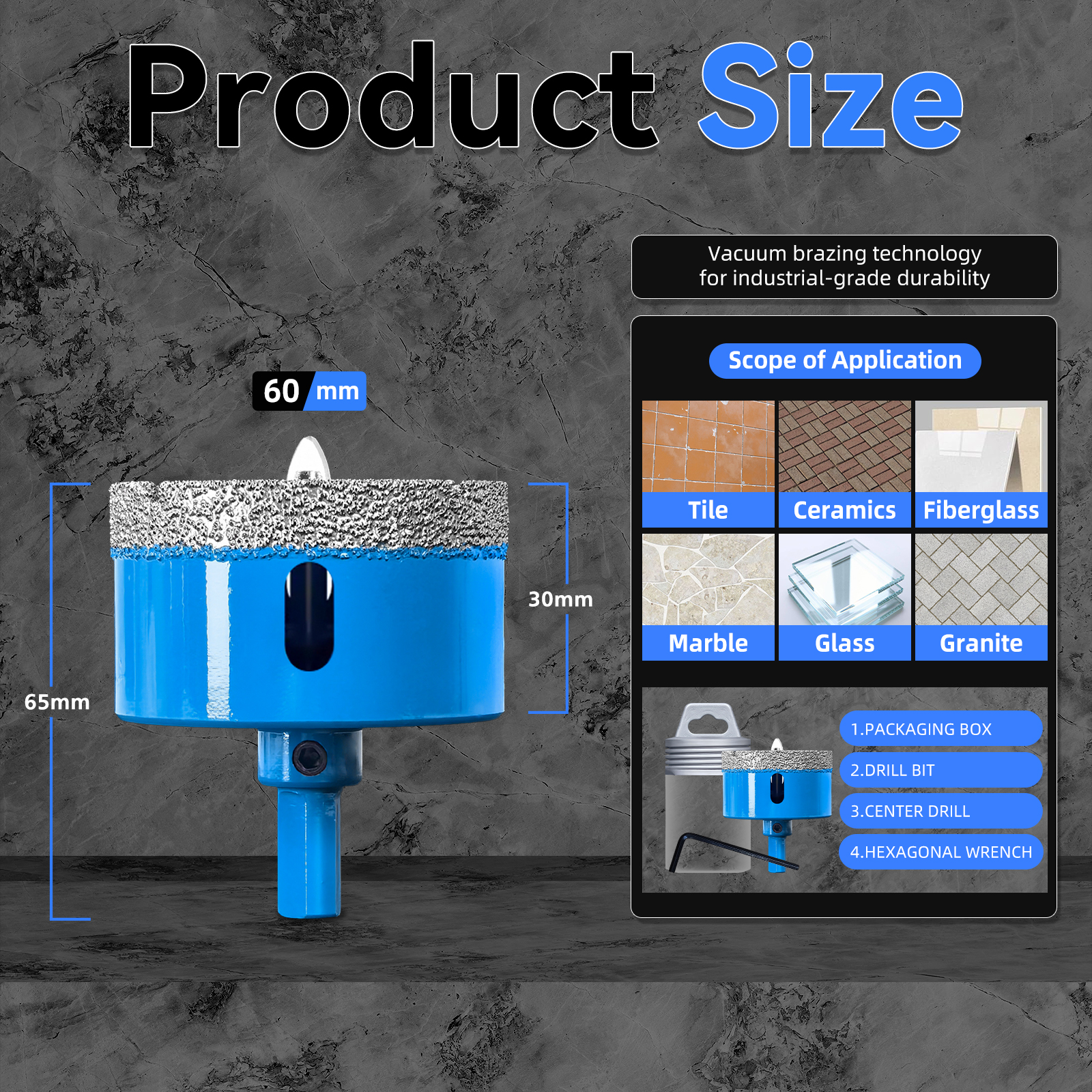 Juego de brocas de diamante de 18-68MM, sierra perforadora para azulejos de cerámica con taladro de posición para vidrio, mármol, granito, piedra, porcelana, 1 Uds.: Rosa