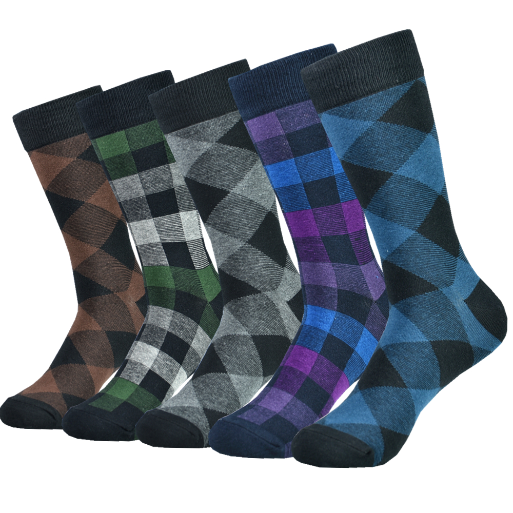 Chaussettes pour hommes habillées à la en coton à motifs noirs Chaussettes drôles colorées heureuses pour hommes: Violet foncé