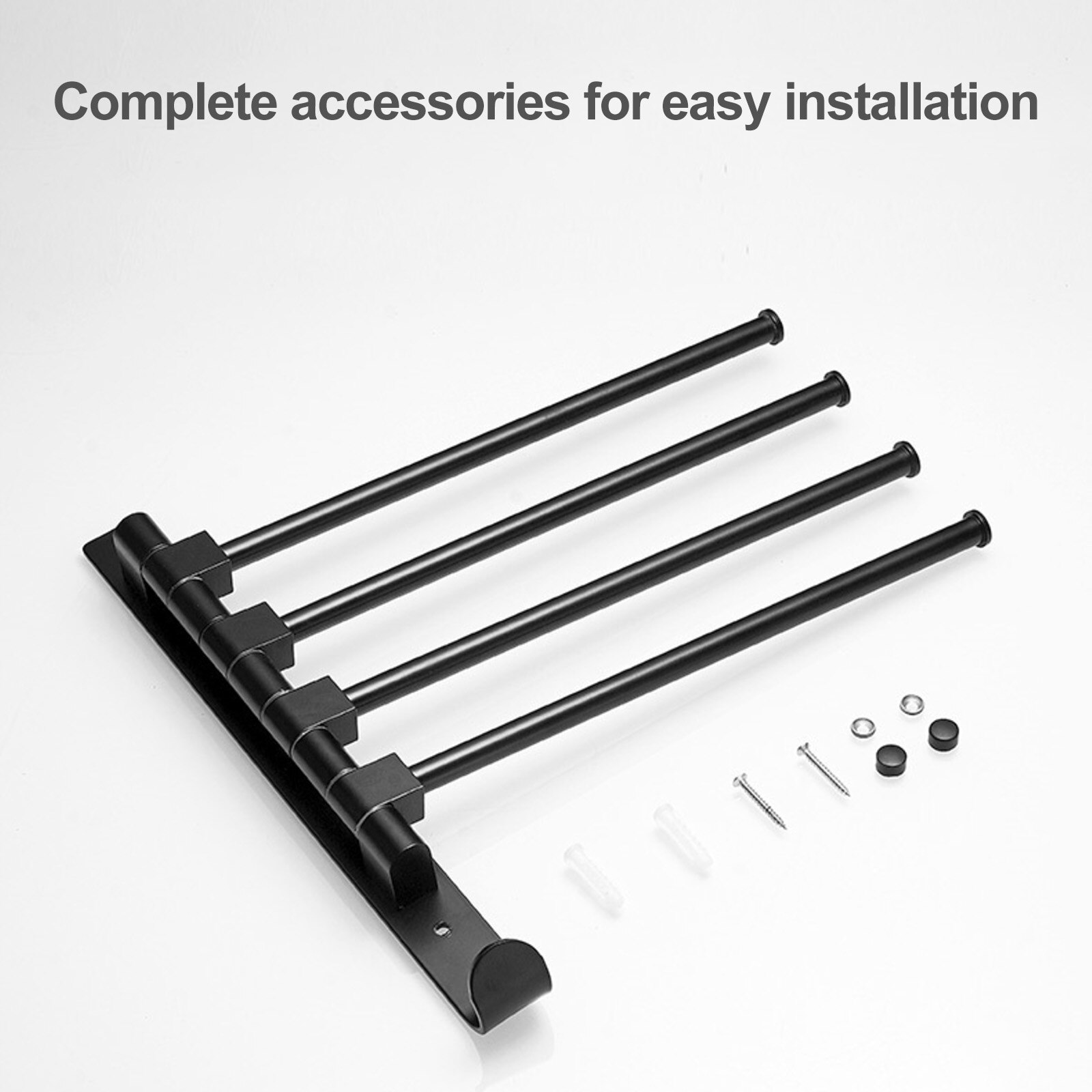 Badkamer Handdoekenrek Draaibare Handdoek Houder Ruimte Aluminium 4 Bar Handdoek Hanger Keuken Plank Papier Opknoping Muur Gemonteerd