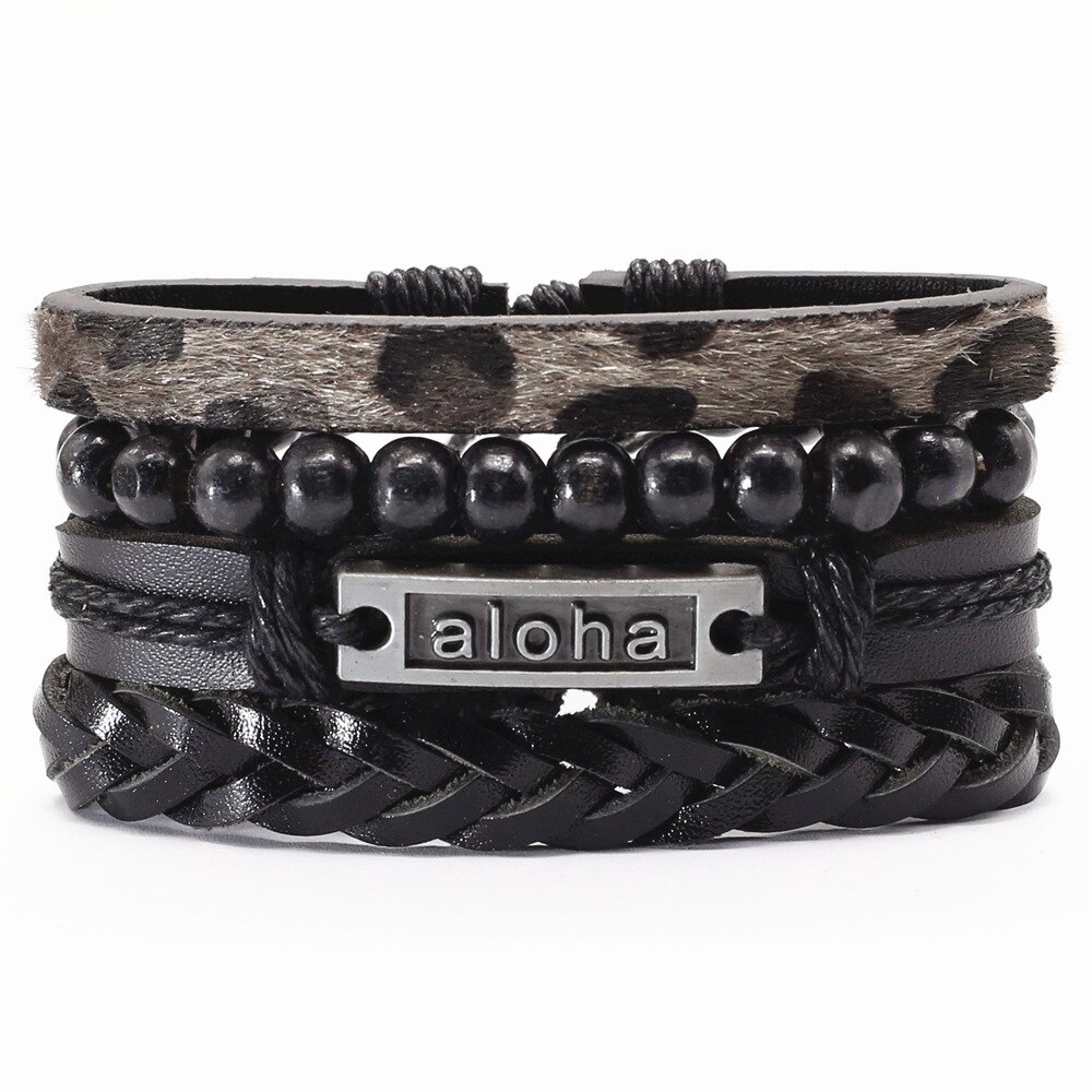 Vertrouw op god, jezus, wwjd, khaki, faith punk, 4 stuks/set, vintage, zwarte kralen, bijbel, leren armbanden, herenarmbanden, dames, herensieraden: Stijl 6