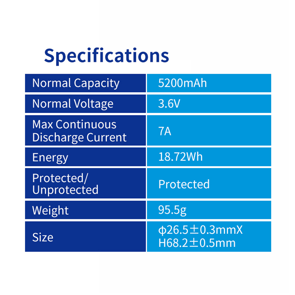 2/4PCS XTAR 26650 Battery 5200mAh Rechargeable Li-ion Battery With Protected Button Top 3.6V Batteries For Flashlights