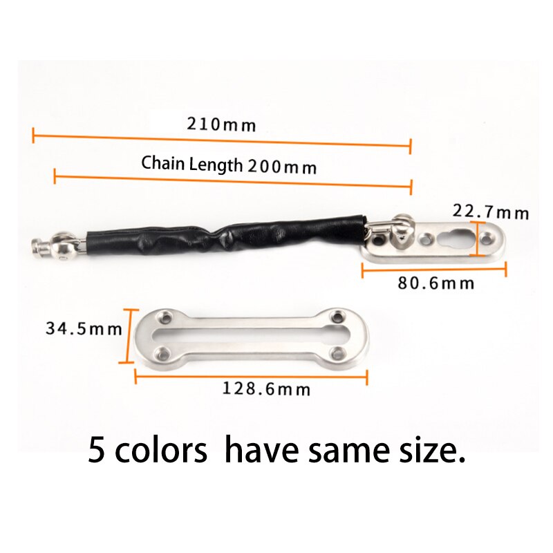 2Pcs Stainless Steel 201 Security Guard Chain Slide Bolt Locks Safety Door Chain Guard Cabinet Latch Anti-theft Door Hardware