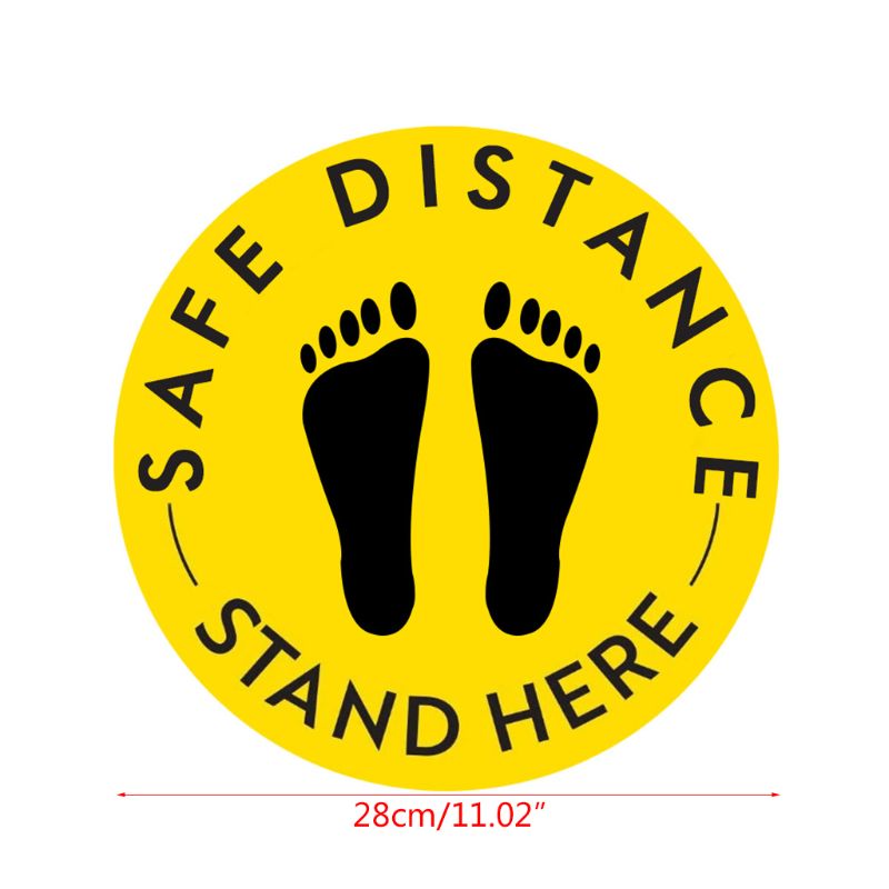 Please practice social distancing floor sign.Safety sign.11" Circle Pressure sensitive adhesive. Pressure sensitive vinyl, made