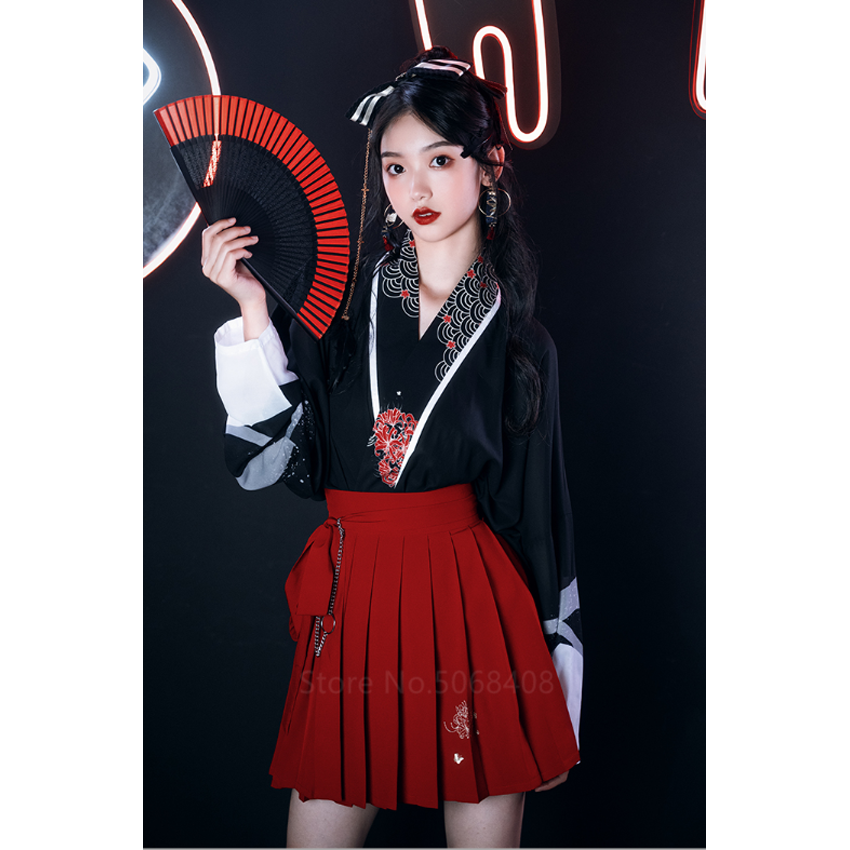 Chinese Traditional Costumes for Women Dress Girl Cardigan Flower Print Japanese China Folk Dance Costume Performance