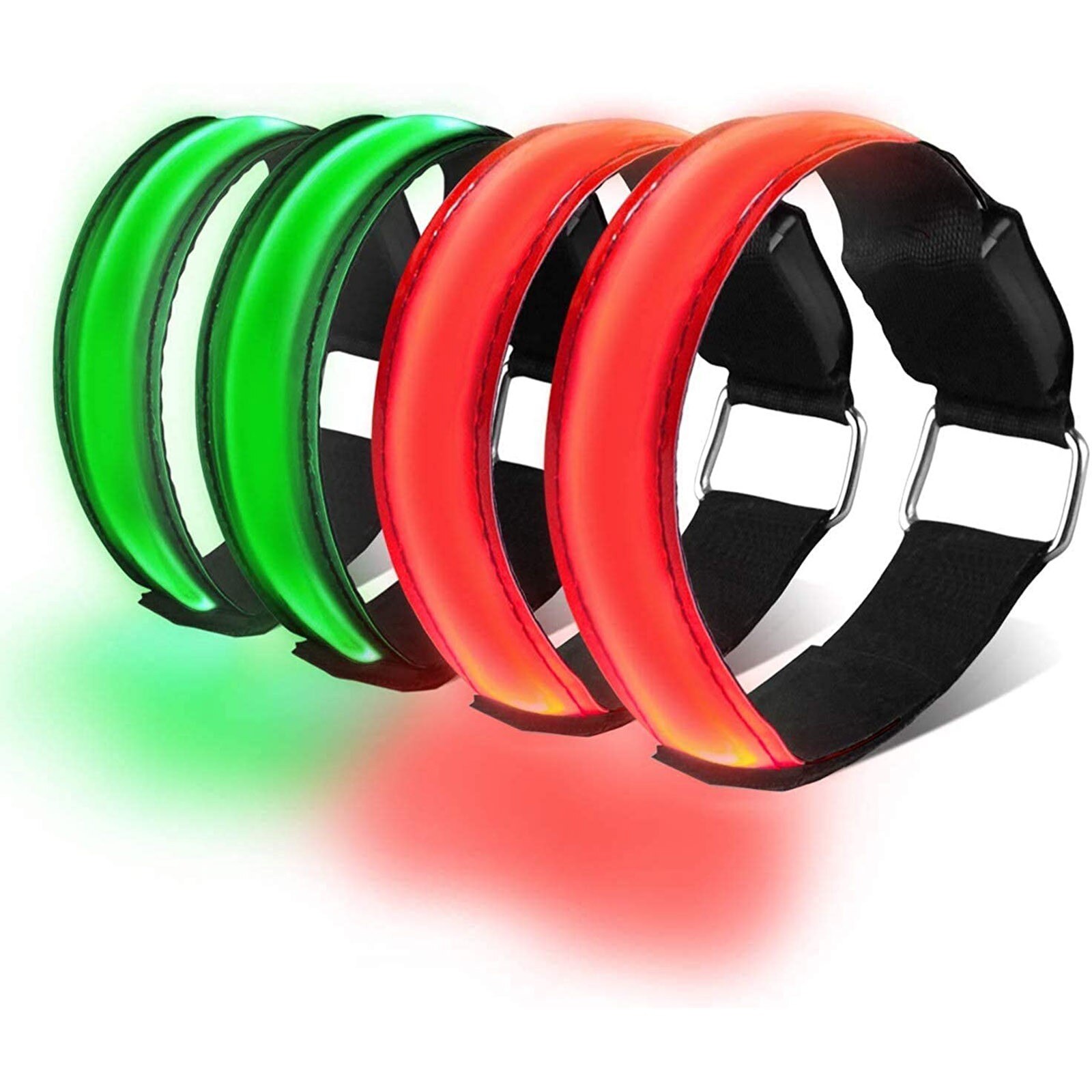 Reflecterende Armband Lopers Wandelaars Running Light Oplaadbare Led Hand Strap 2Pc + 1Pc Usb Line Night Joggen Wandelen fietsen: Donker Kaki